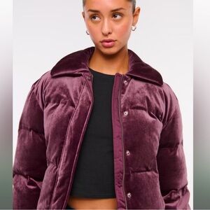 ABERCROMBIE & FITCH Velvet Puffer Jacket SIZE Large